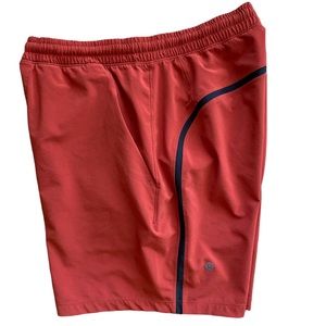 Mens Lululemon PaceBreaker Athletic Shorts, Size Medium, 7”, Orange, Linerless